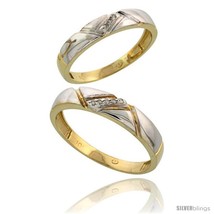 Size 9.5 - 10k Yellow Gold Diamond Wedding Rings 2-Piece set for him 4.5 mm &amp;  - £355.32 GBP