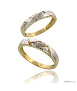 Size 6.5 - 10k Yellow Gold Diamond Wedding Rings 2-Piece set for him 4.5... - £349.09 GBP