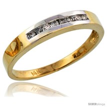 Size 8 - 14k Gold Men's Diamond Band w/ Rhodium Accent, w/ 0.14 Carat Brilliant  - $533.08