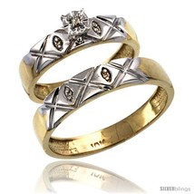 Size 6 - 14k Gold 2-Pc Diamond Ring Set (4.5mm Engagement Ring &amp; 5mm Man&#39;s  - £736.45 GBP