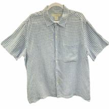 Banana Republic Factory Mens Linen Shirt XL Short Sleeve Checkered Resort Wear - £18.08 GBP