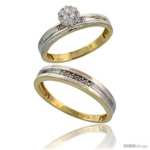 Size 6 - 10k Yellow Gold Diamond Engagement Rings 2-Piece Set for Men and Women  - £419.54 GBP