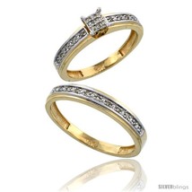 Size 9 - 14k Gold 2-Piece Diamond Ring Set ( Engagement Ring &amp; Man&#39;s Wedding  - £834.38 GBP