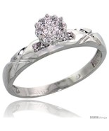 Size 6.5 - 10k White Gold Diamond Engagement Ring 0.06 cttw Brilliant Cu... - £163.40 GBP