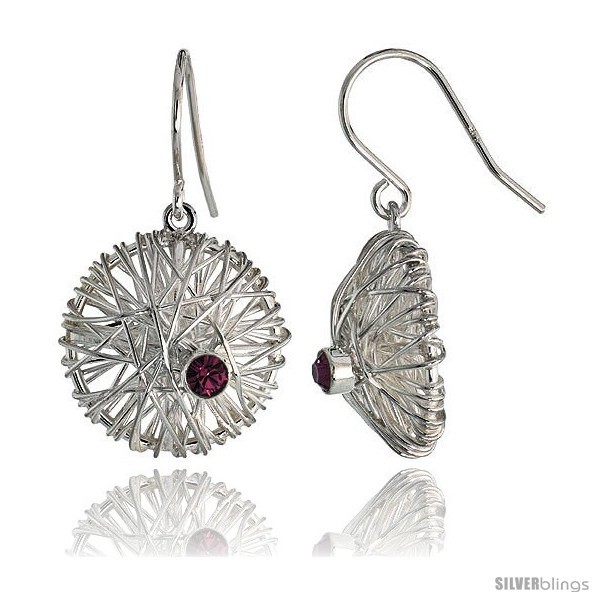 Primary image for Sterling Silver Round Filigree Dangle Earrings w/ Brilliant Cut 