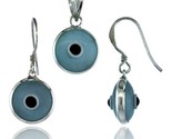 Sterling silver light blue color evil eye pendant earrings set thumb155 crop