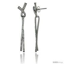 Sterling Silver Ribbon Knot Lace Dangle Earrings w/ Brilliant Cut CZ Stones, 2  - $76.20