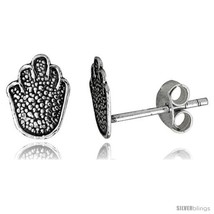 Tiny Sterling Silver Hand Stud Earrings 5/16  - £10.39 GBP