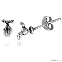 Tiny Sterling Silver Faucet Stud Earrings 5/16  - $15.07