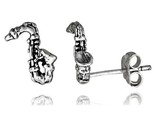 Tiny sterling silver saxophone stud earrings 5 16 in thumb155 crop