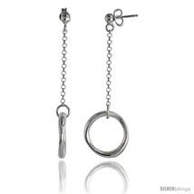 Sterling Silver Circle of Life Drop Earrings, 2 3/8 in  - £45.32 GBP