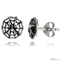 Tiny Sterling Silver Spider Stud Earrings 5/16  - $15.07