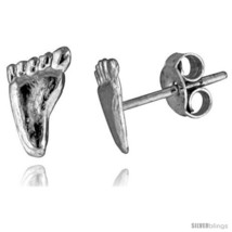 Tiny Sterling Silver Foot Stud Earrings 5/16  - £10.22 GBP