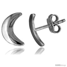 Tiny Sterling Silver Half Moon Stud Earrings 3/8  - £9.97 GBP