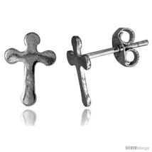 Tiny Sterling Silver Cross Stud Earrings 5/16 in -Style  - £10.36 GBP