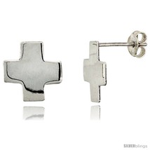 Tiny Sterling Silver Cross Stud Earrings 1/2 in, 1/2 in(13  - £17.67 GBP