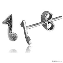 Tiny Sterling Silver Musical Note Stud Earrings 5/16  - £10.28 GBP