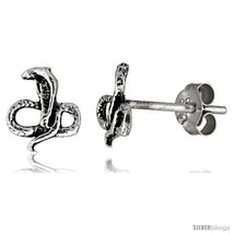 Tiny Sterling Silver Snake Stud Earrings 5/16  - £12.12 GBP