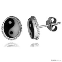 Sterling Silver Yin-Yang Stud Earrings, 3/8 X 5/16  - $15.07