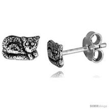 Tiny Sterling Silver Cat Stud Earrings 5/16  - $13.00