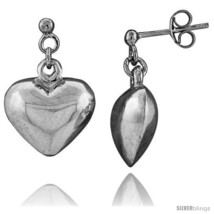 Tiny Sterling Silver Heart Earrings 5/8  - £16.22 GBP