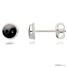 Tiny Sterling Silver Yin and yang Stud Earrings, 3/16  - $13.29