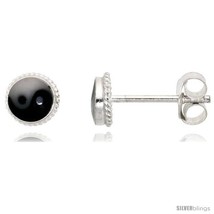 Tiny Sterling Silver Yin and yang Stud Earrings, 3/16  - £10.53 GBP