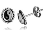 Sterling silver yin yang stud earrings 5 16 x 1 4 in7 4 mm x 6 mm thumb155 crop