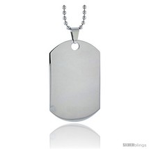 Stainless Steel Dog Tag Heavy Gauge Full Size 2 x 1 1/4 in. with 24 in. 2 mm  - £13.30 GBP