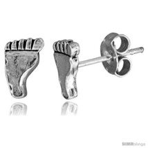 Tiny Sterling Silver Foot Stud Earrings 3/8  - £17.65 GBP