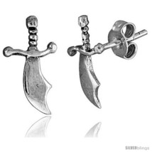 Tiny Sterling Silver Knife Stud Earrings 9/16 in -Style  - $20.12