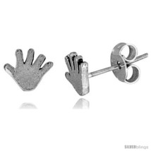 Tiny Sterling Silver Hand Stud Earrings 1/4  - $11.07