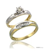 Size 6 - 10k Yellow Gold 2-Piece Diamond wedding Engagement Ring Set for... - £415.40 GBP