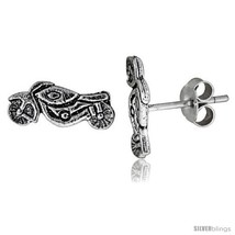 Tiny Sterling Silver MOTORCYCLE Stud Earrings 7/16  - £12.04 GBP