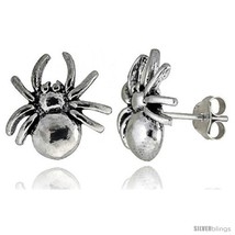 Tiny Sterling Silver Spider Stud Earrings 1/2 in -Style  - $30.15