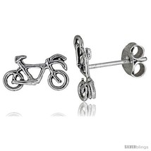 Tiny Sterling Silver Bicycle Stud Earrings 3/8  - $15.07