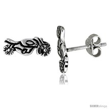 Tiny Sterling Silver MOTORCYCLE Stud Earrings 7/16 in -Style  - £11.85 GBP