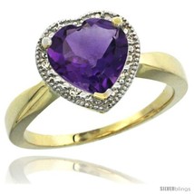 Size 9 - 14k Yellow Gold Ladies Natural Amethyst Ring Heart-shape 8x8 Stone  - £478.77 GBP