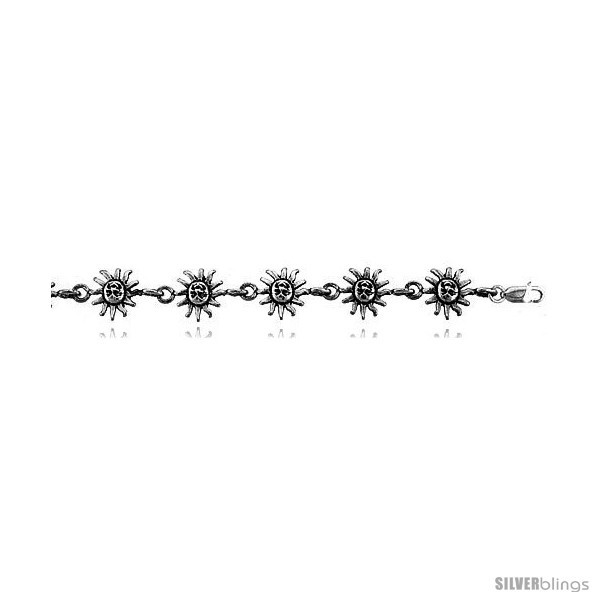 Primary image for Sterling Silver Sun Charm Bracelet, 1/2in  (12 mm). -Style 