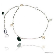 Sterling Silver Ankle Bracelet Anklet Natural Pearls Jade Beads Turquoise  - £12.20 GBP