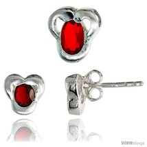 Sterling Silver Matte-finish Fancy Stud Earrings (7mm tall) & Pendant Slide  - $37.36