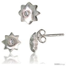 Sterling Silver Matte-finish Star Stud Earrings (7 mm) & Pendant Slide (8 mm)  - $37.36