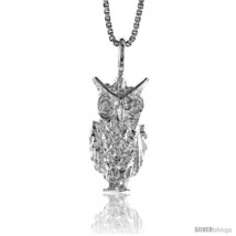 Sterling Silver Owl Pendant, 3/4 in -Style  - £28.02 GBP