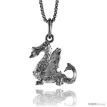 Sterling silver dragon pendant 5 8 in tall thumb200