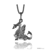Sterling Silver Dragon Pendant, 5/8 in  - £38.40 GBP