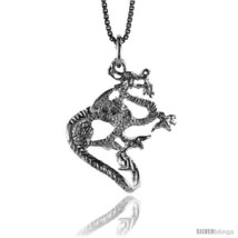 Sterling silver dragon pendant 1 in tall thumb200