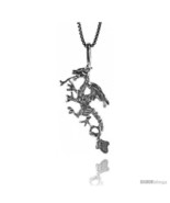 Sterling Silver Dragon Pendant, 1 1/4 in  - £33.20 GBP