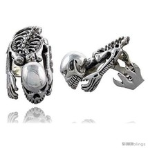 Size 10 - Sterling Silver Heavy Skeleton Gothic Biker Ring, 1 5/8 in  - £177.36 GBP