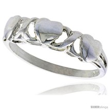 Size 7 - Sterling Silver Heart XO Style Hugs &amp; Kisses Ring Polished finish 3/16  - £10.39 GBP