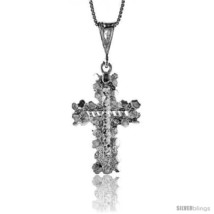 Sterling Silver Nugget Cross Pendant, 1 3/8 in -Style  - £51.17 GBP